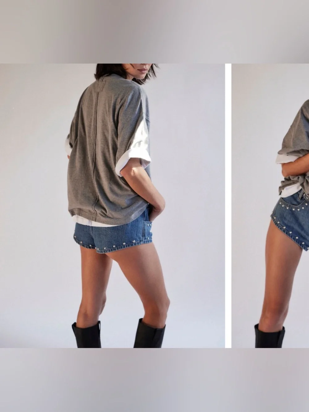 NWOT Free People We The Free Perfect Oversized Tee - Heather Grey - Large - Picture 5 of 11